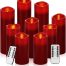 Battery Operated Flameless Candles with 10 Key Remote Control burgundy 9pack