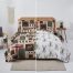 Bed Cover Soft Polyester Reversible Wildlife Bedspread white brown