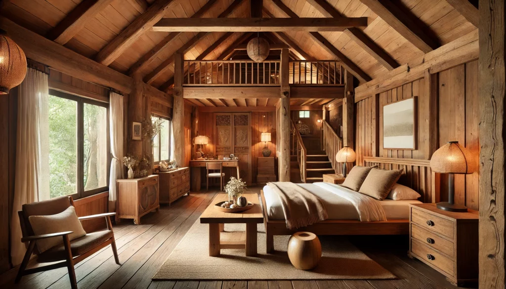 Bedroom With Wooden Rustic Haven - 02