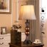 Bell Shape Faux Silk Shade Traditional Table Lamp Bronze Warm White Large dimension