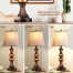 Bell Shape Faux Silk Shade Traditional Table Lamp Bronze Warm White Large mode