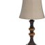 Bell Shape Faux Silk Shade Traditional Table Lamp Bronze Warm White Large1