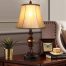 Bell Shape Faux Silk Shade Traditional Table Lamp Bronze Warm White table