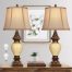 Bell Shape Faux Silk Shade Traditional Table Lamp Brown Warm