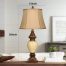 Bell Shape Faux Silk Shade Traditional Table Lamp Brown Warm dimension