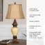 Bell Shape Faux Silk Shade Traditional Table Lamp Brown Warm dimension details