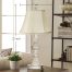 Bell Shape Faux Silk Shade Traditional Table Lamp Washed white dimension