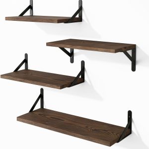 Dark Carbonized Floating Shelves for Wall